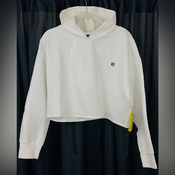 Eleven1Venus Williams Star Traveler Cropped Hoodie White Foiled Neoprene XL NWT - Picture 1 of 8